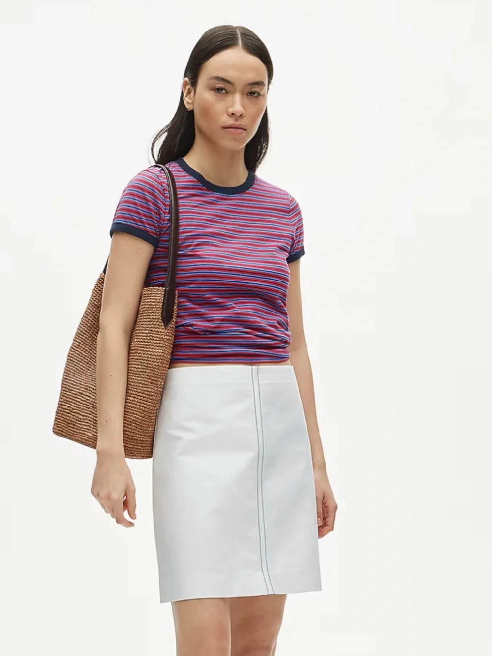 NWT J Crew Fairfax skirt in contrast-stitch double cotton poplin